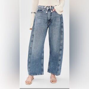 Good American Good Extreme Barrel Jeans Extreme Size 14- /16 Interior Drawstring